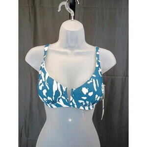 ANNE COLE WOMENS PRINTED V-WIRE ELONGAT BLUEWHITE JUNGLE PRINT 32DD/34D